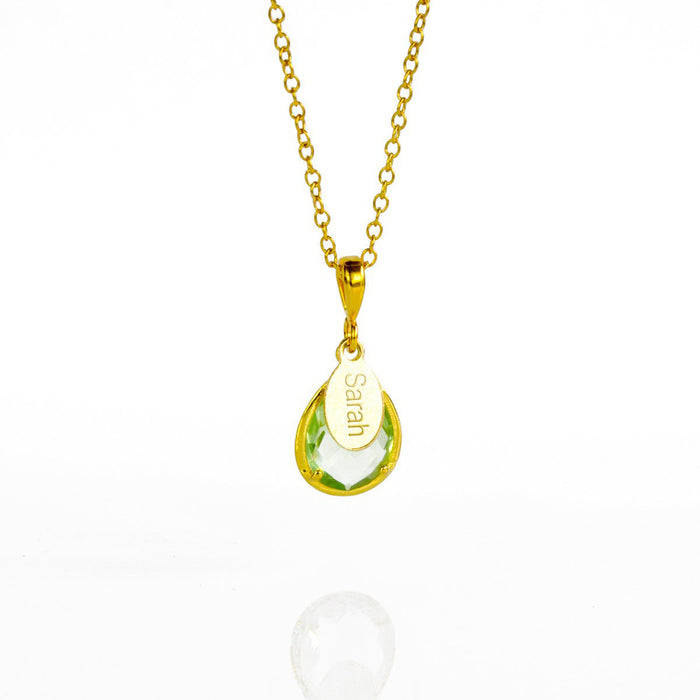 February Birthstone & Name Necklace : Green Amethyst