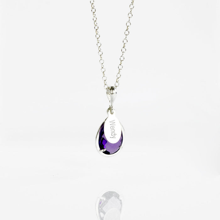 February Birthstone & Name Necklace : Purple Amethyst