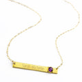 February Custom Bar Necklace with Bezel Birthstone