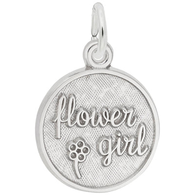 Flower Girl Disc Charm in Sterling Silver