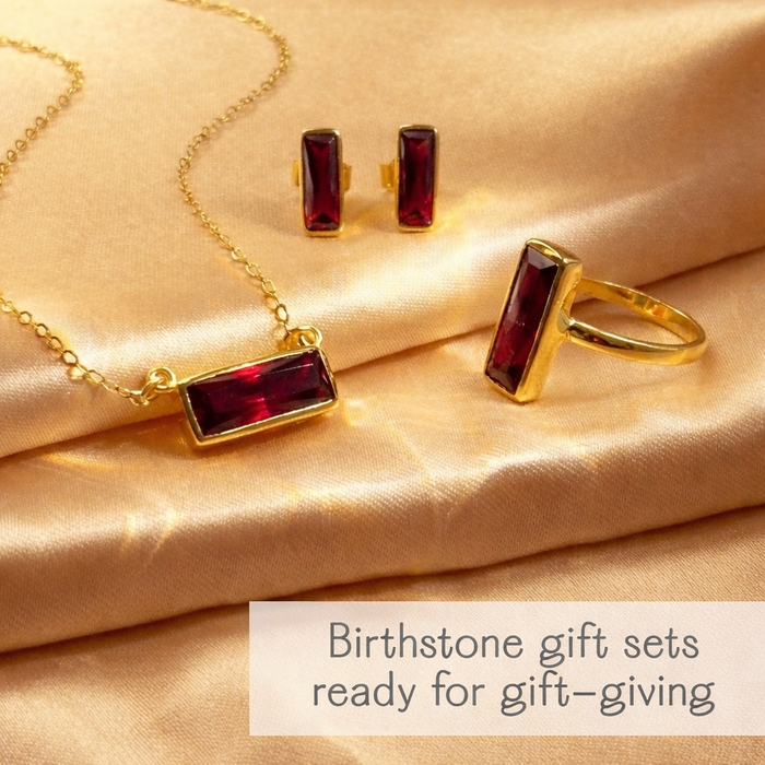 Custom birthstone bar necklaces in gold with colorful gemstones, personalized jewelry collection