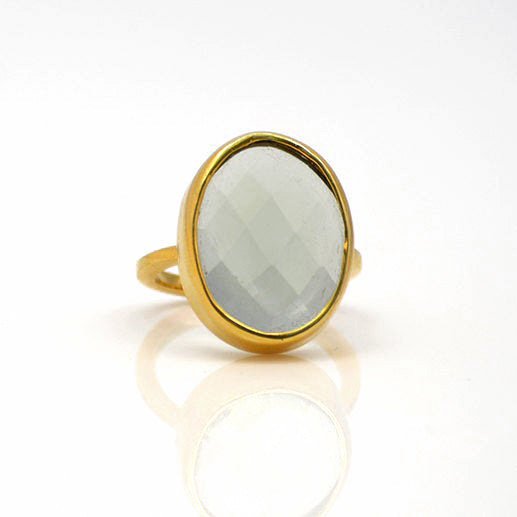 Green Amethyst Oval Ring - February Birthstone