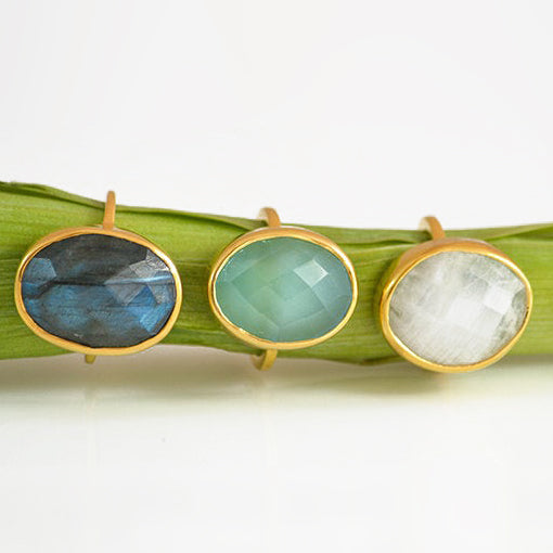 Green Amethyst Oval Ring - February Birthstone