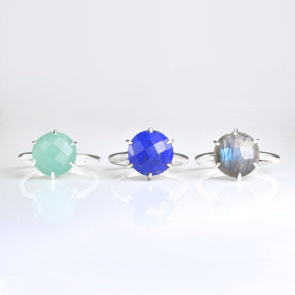 Green Amethyst Round Prong Set Ring - February Birthstone