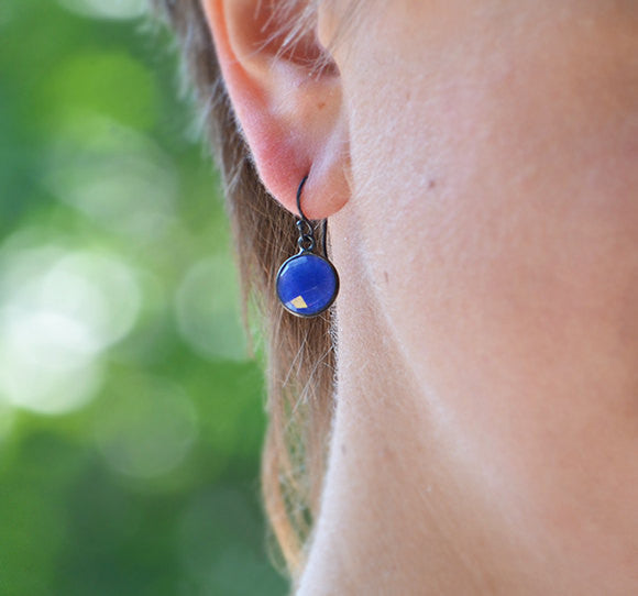 Green Chalcedony bezel set Earrings  - August Birthstone