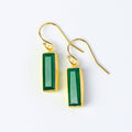 Green Onyx Bar Earrings, May Birthstone : Adira Series