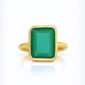 Green Onyx Rectangle Ring: May Birthstone