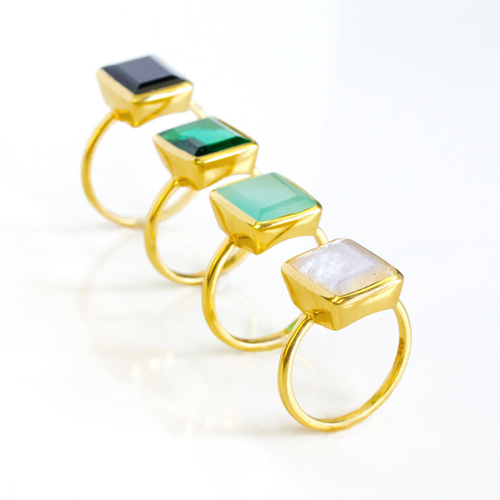 Green Tourmaline Rectangle ring