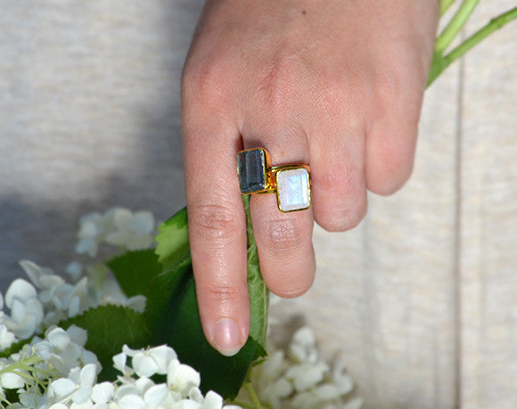 Green Tourmaline Rectangle ring