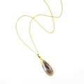 Grey Moonstone Elongated Teardrop Pendant Necklace