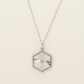 Hexagon Fashion Necklace in Sterling Silver with Diamond (.04ct)