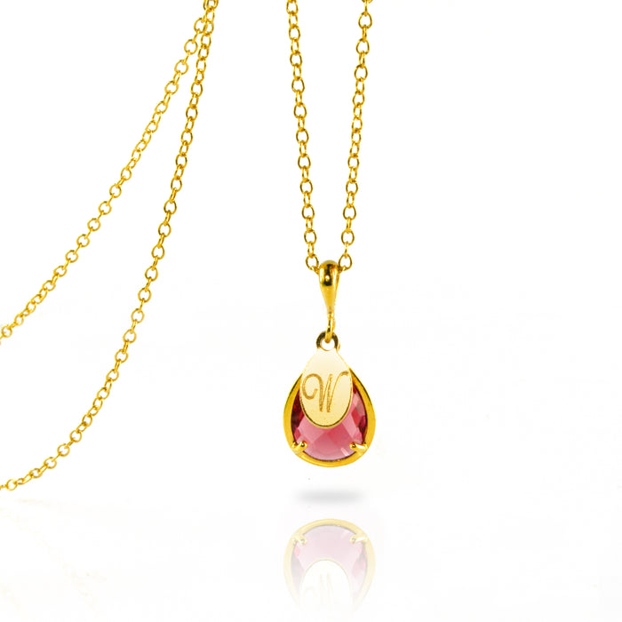 July Birthstone & Name Necklace : Ruby Necklace
