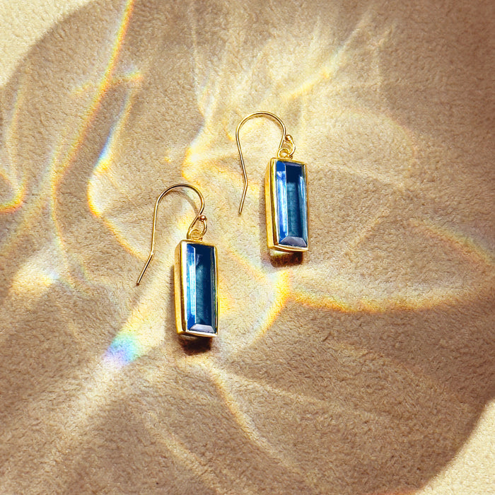 Kyanite Bar Earrings, September Birthstone : Adira Series