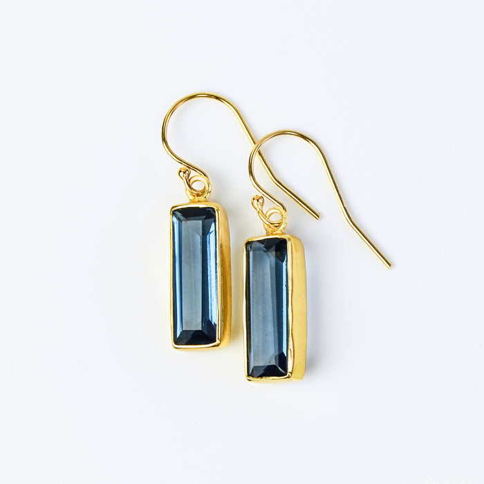 Kyanite Bar Earrings, September Birthstone : Adira Series