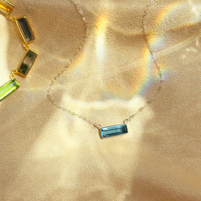 Kyanite Bar Necklace : September Birthstone : Adira Series