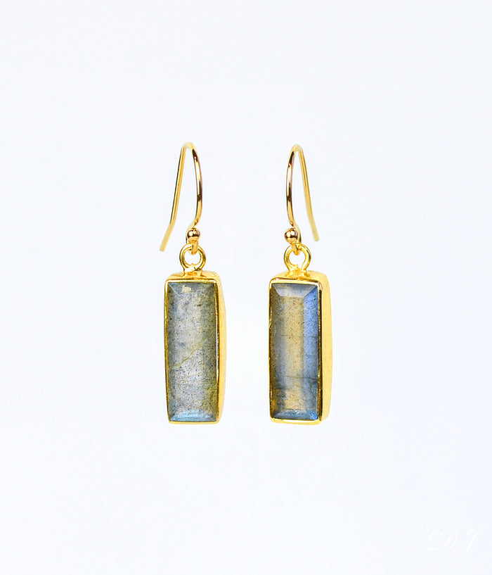 Labradorite Bar Drop Earrings, Adira Series