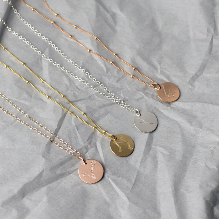 Libra Constellation Necklace with Monogram Engraving on Back