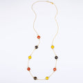 Long Citrine, Carnelian, Smoky Quartz bezel station necklace