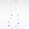 Long Opalite, Aqua Chalcedony, Turquoise bezel station necklace