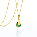 May Birthstone & Name Necklace : Green Onyx