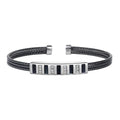 Mens Cubic Zirconia Cuff Bracelet in Sterling Silver and Black Rhodium