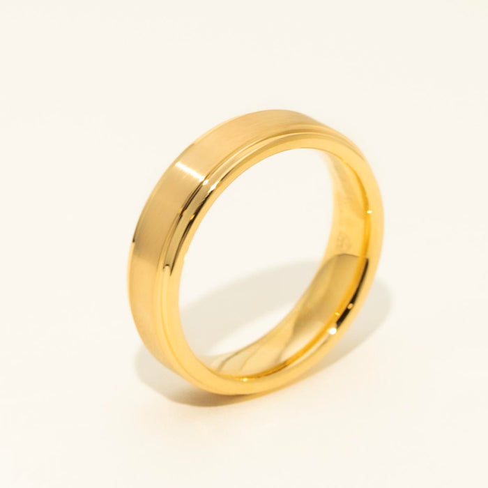 Mens Yellow Band in Tungsten (6mm)
