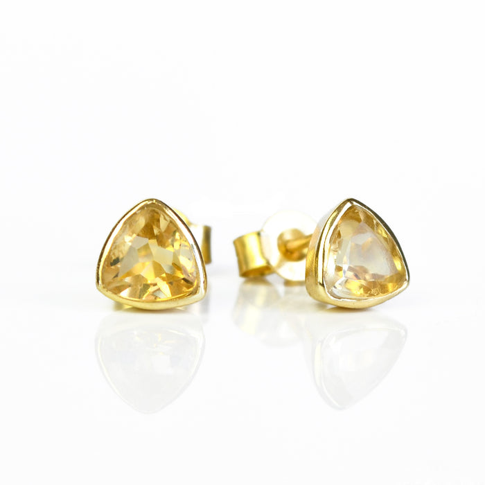 Minimalist Citrine Triangle Studs • November Birthstone