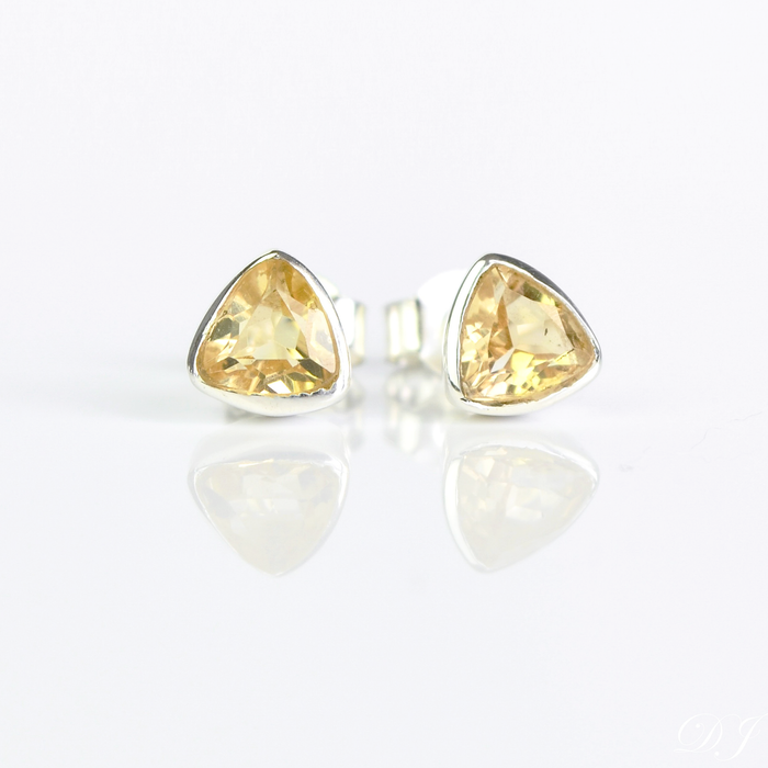 Minimalist Citrine Triangle Studs • November Birthstone