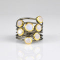Moonstone multi stone ring - mixed metal