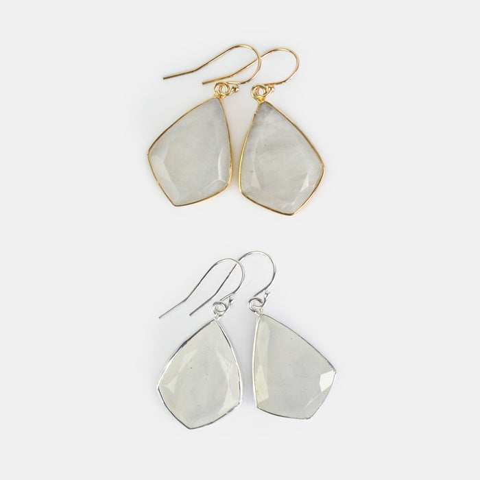 Natural Grey Moonstone Statement Earrings