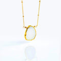 Natural Moonstone Slice Necklace with Organic Profile