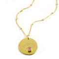 October Engraved Disk Pendant Necklace
