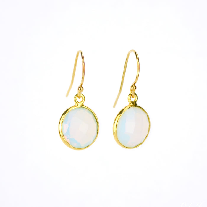 Opalite bezel set Earrings  - October Birthstone