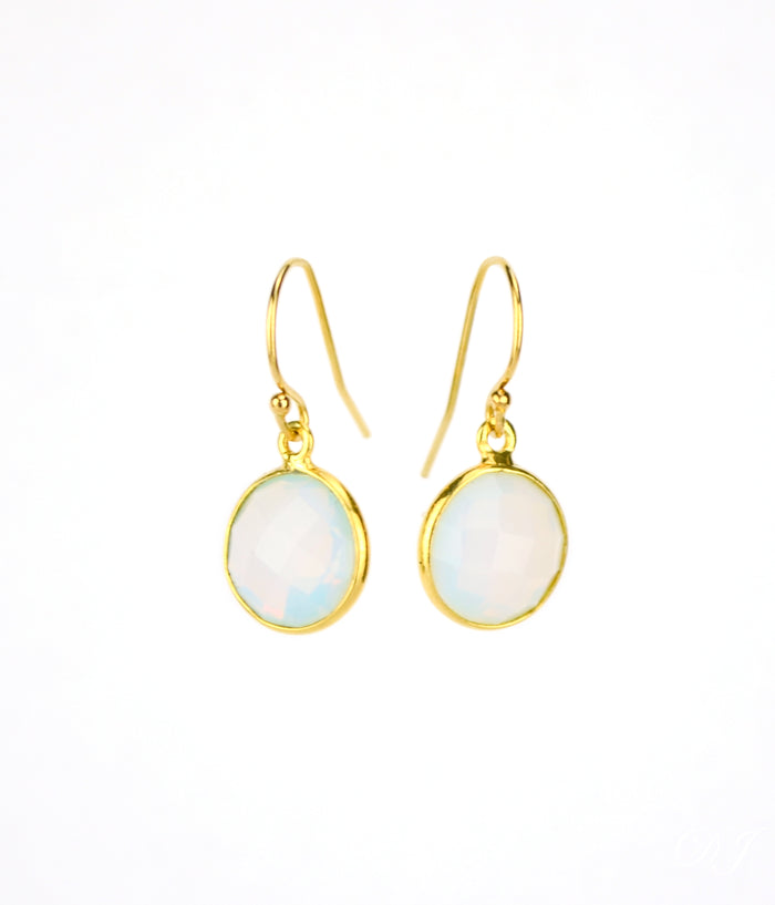 Opalite bezel set Earrings  - October Birthstone