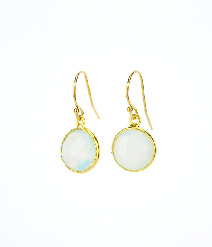 Opalite bezel set Earrings  - October Birthstone