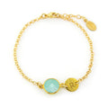 Personalized Aquamarine Chalcedony Bracelet with Initial Charm • March Birthstone