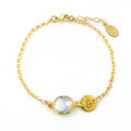 Personalized Clear Quartz Bracelet with Initial Charm • April Birthstone