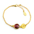 Personalized Garnet Bracelet with Initial Charm • January Birthstone