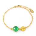 Personalized Green Onyx Bracelet with Initial Charm • May Birthstone