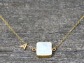Personalized Natural Cushion White Druzy necklace