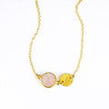 Personalized October Birthstone & Initial Charm Necklace, 925 Sterling Silver, 18k Vermeil Gold, Custom Pink Chalcedony Station Necklace, Minimalist Pink Gemstone, Christmas Gift for Her, for Women
