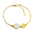 Personalized Rainbow Moonstone Bracelet with Initial Charm • June Birthstone