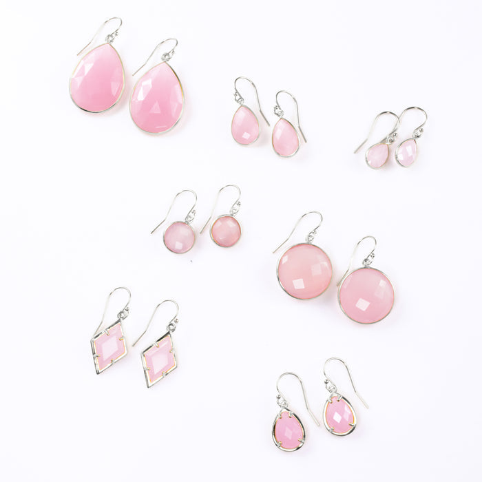 Pink Chalcedony Earrings : October Birthstone