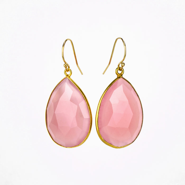 Pink Chalcedony Earrings : October Birthstone