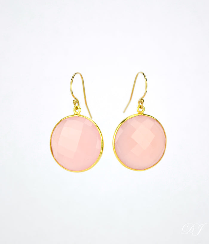 Pink Chalcedony Earrings : October Birthstone