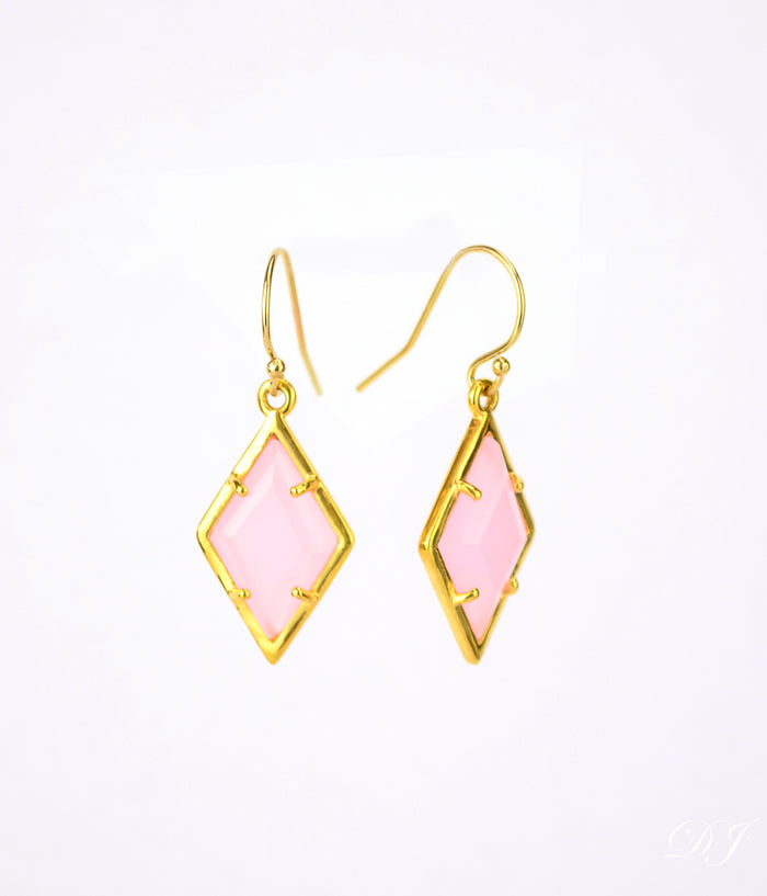 Pink Chalcedony Earrings : October Birthstone