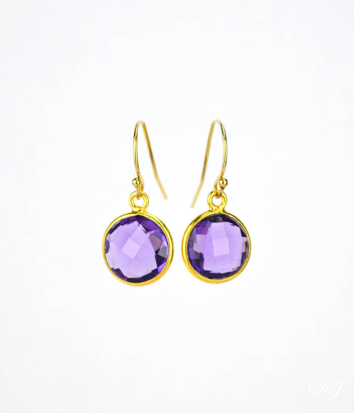 Purple Amethyst Earrings : February Birthstone
