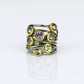 Purple Amethyst Ring, February Birthstone, Mixed Metal Ring