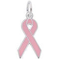 Rembrandt Pink Cancer Ribbon Charm in Sterling Silver