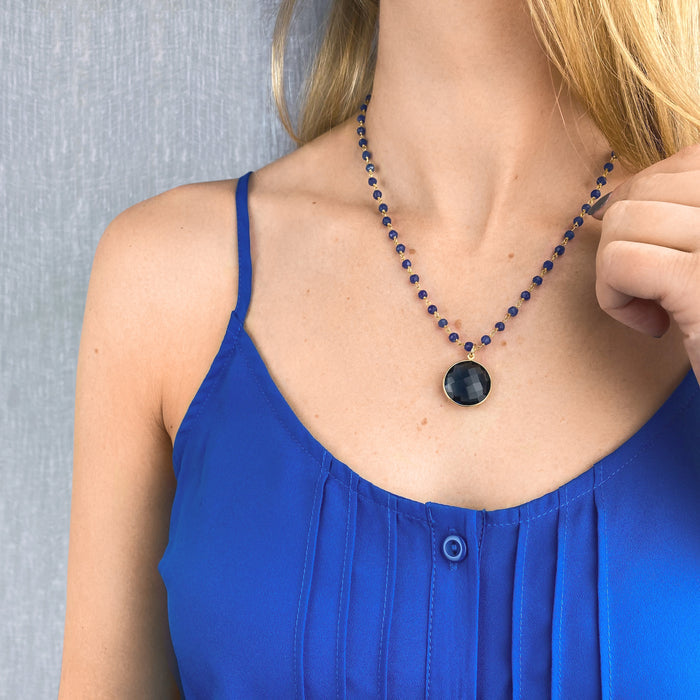 Round Pendant Wire Wrapped Necklace - Birthstone Necklace